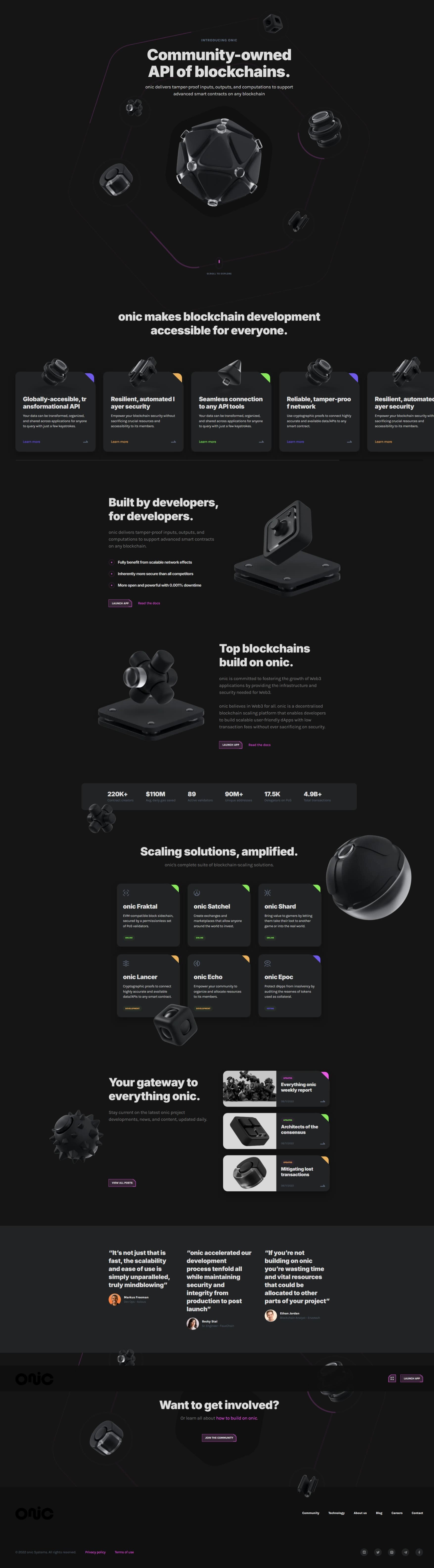 Onic - Blockchain dashboard